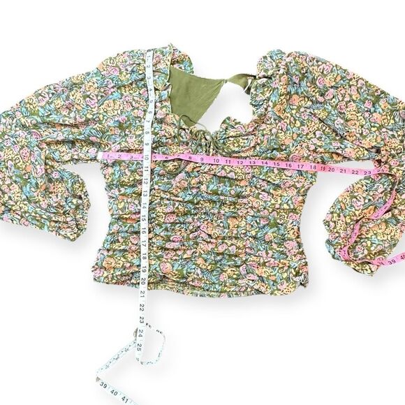 FREE PEOPLE Women’s Garden Combo Mabel Printed Long Sleeve Blouse Size Large - Picture 9 of 9